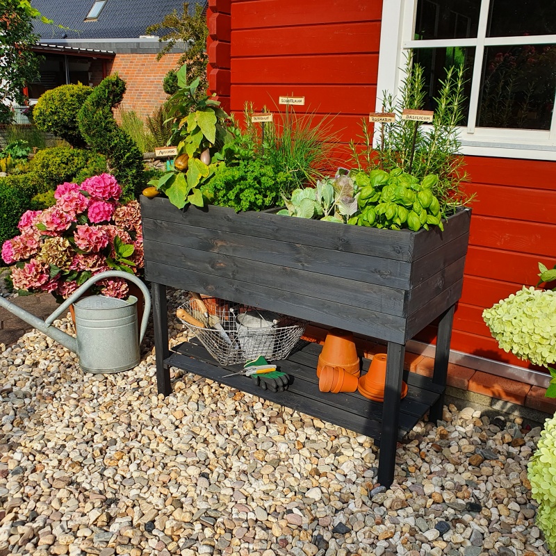 Promadino Hochbeet / Balkon-Kräuterbeet auf Beinen, anthrazit