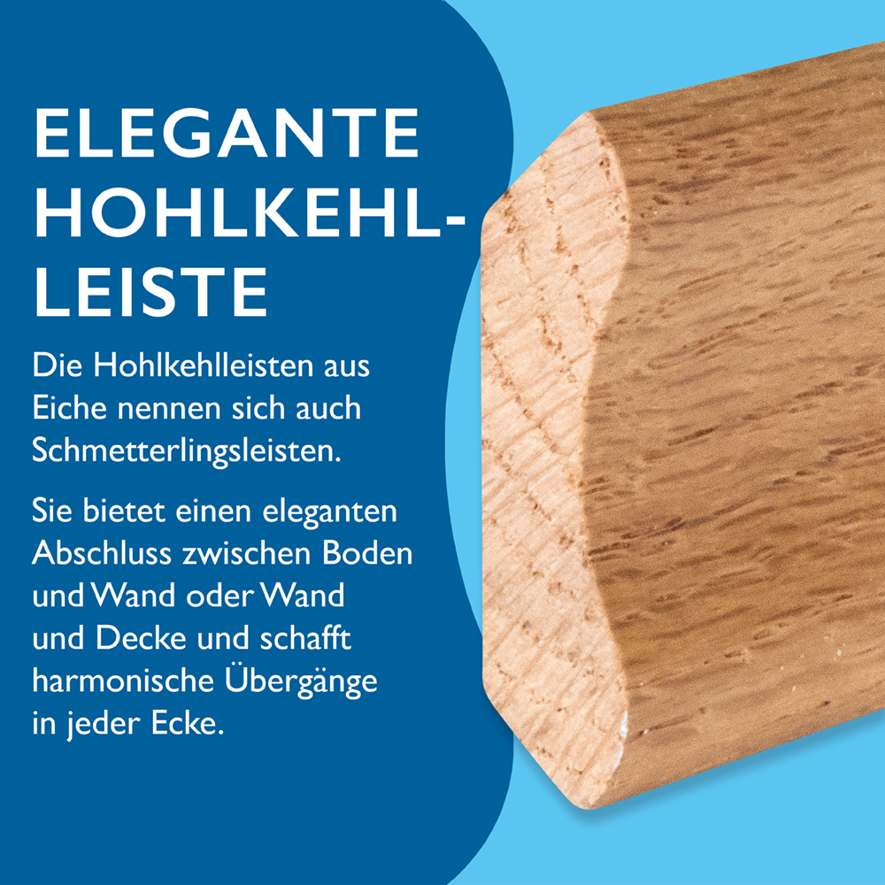 5/10/20/40x Sörnsen Wood Hohlkehlleiste Eiche, natur matt, Abdeckmaß: 30 x 30 x 2400 mm (9,5 x 40 x 2400 mm)